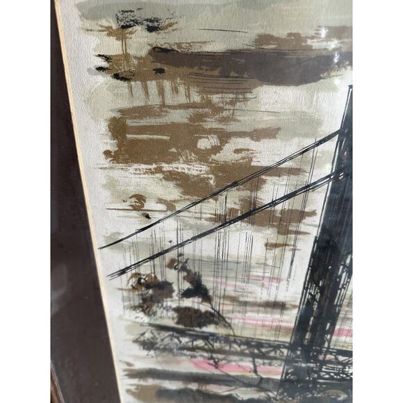 John Haymson “George Washington Bridge In The Evening” Framed, Matted Print - Picture 5 of 8